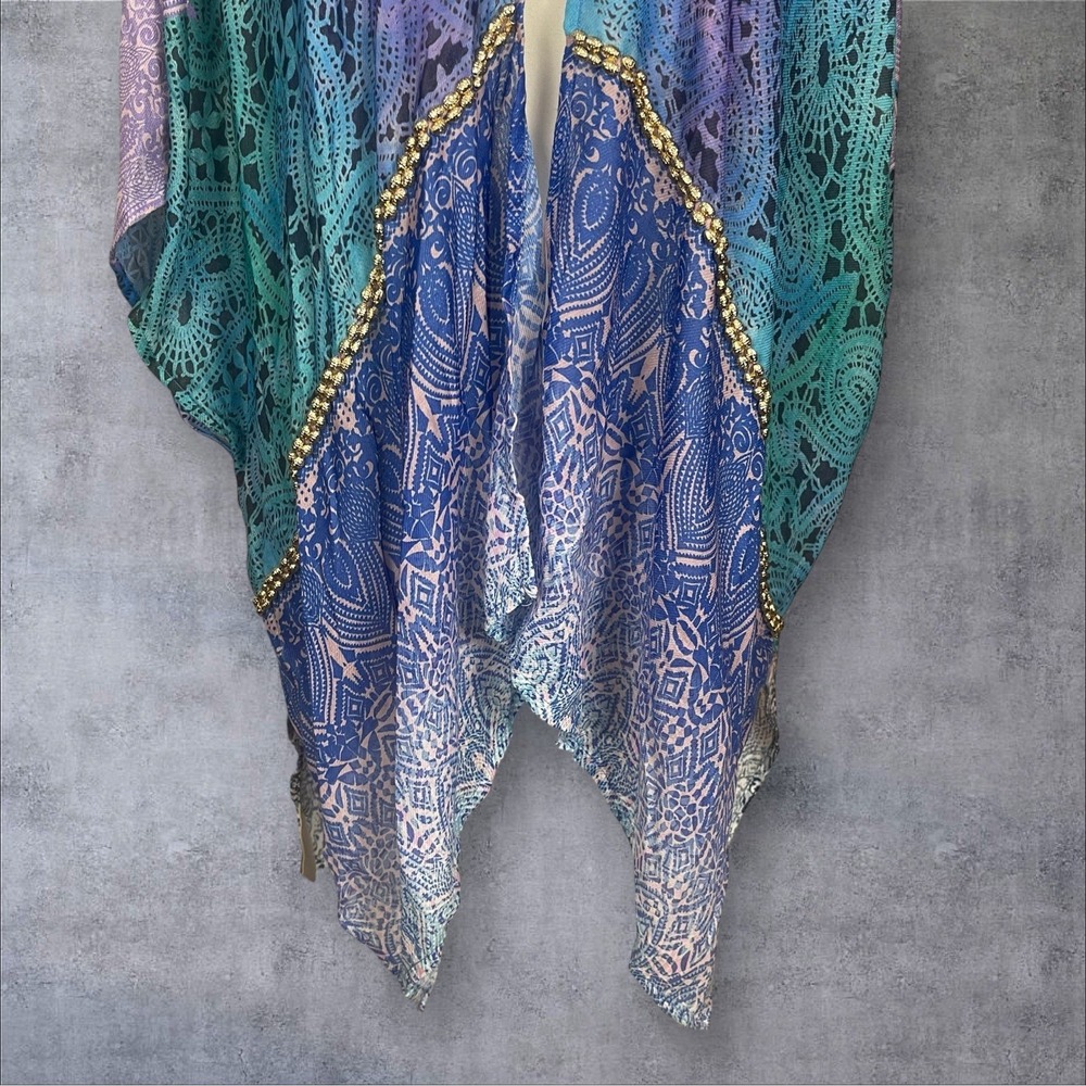 Soft Surroundings Kimono Duster Cover Up Womens OS Handkerchief Hem Boho Beach - Picture 4 of 9